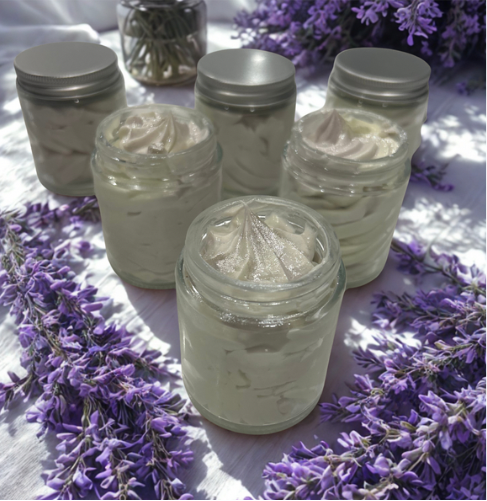 Tiny Leaf NZ Whipped body butter in a clear 100ml jar