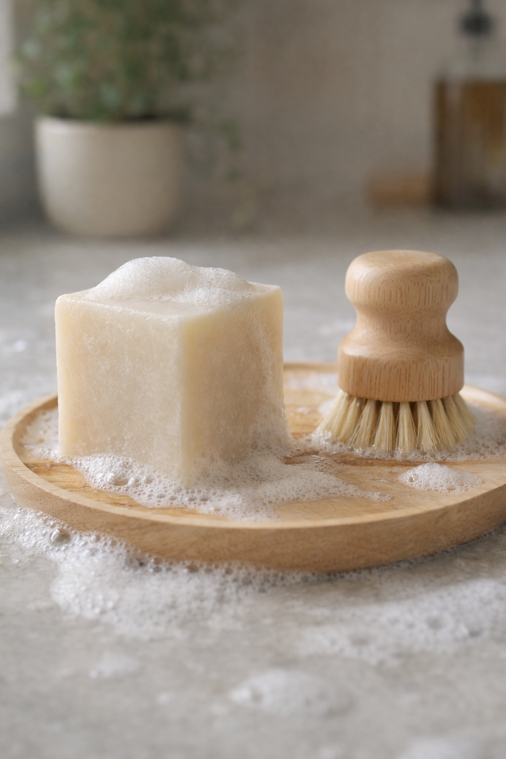 Eco Dishwashing Starter Set | Solid Dish Soap + Wooden Dish Brush