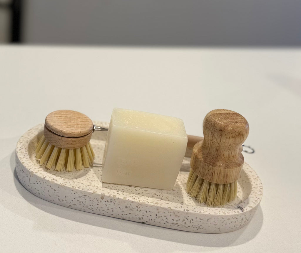 Eco Dishwashing Starter Set | Solid Dish Soap + Wooden Dish Brush