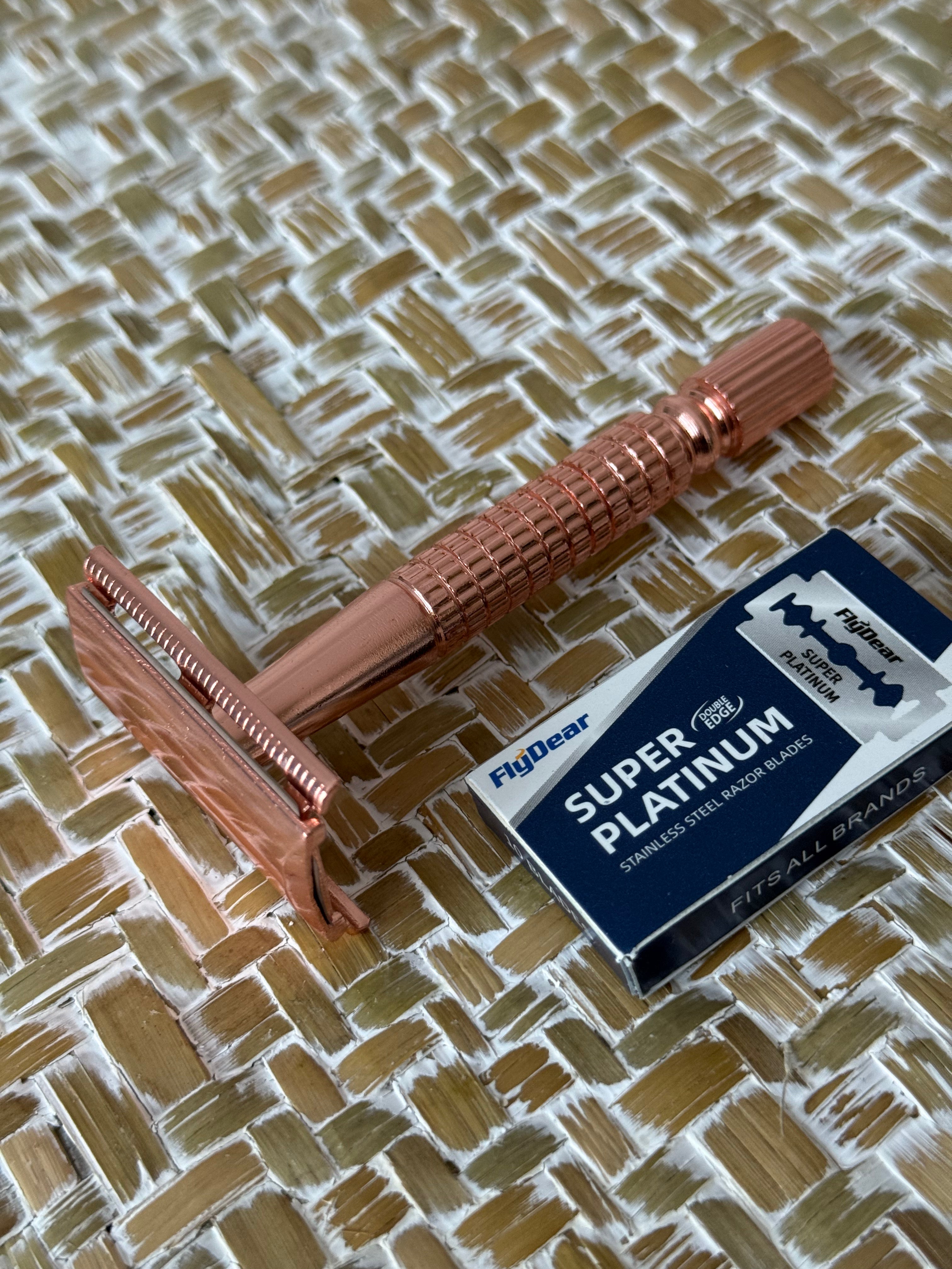 Rose Gold Reusable Safety Razor + 10 Blades