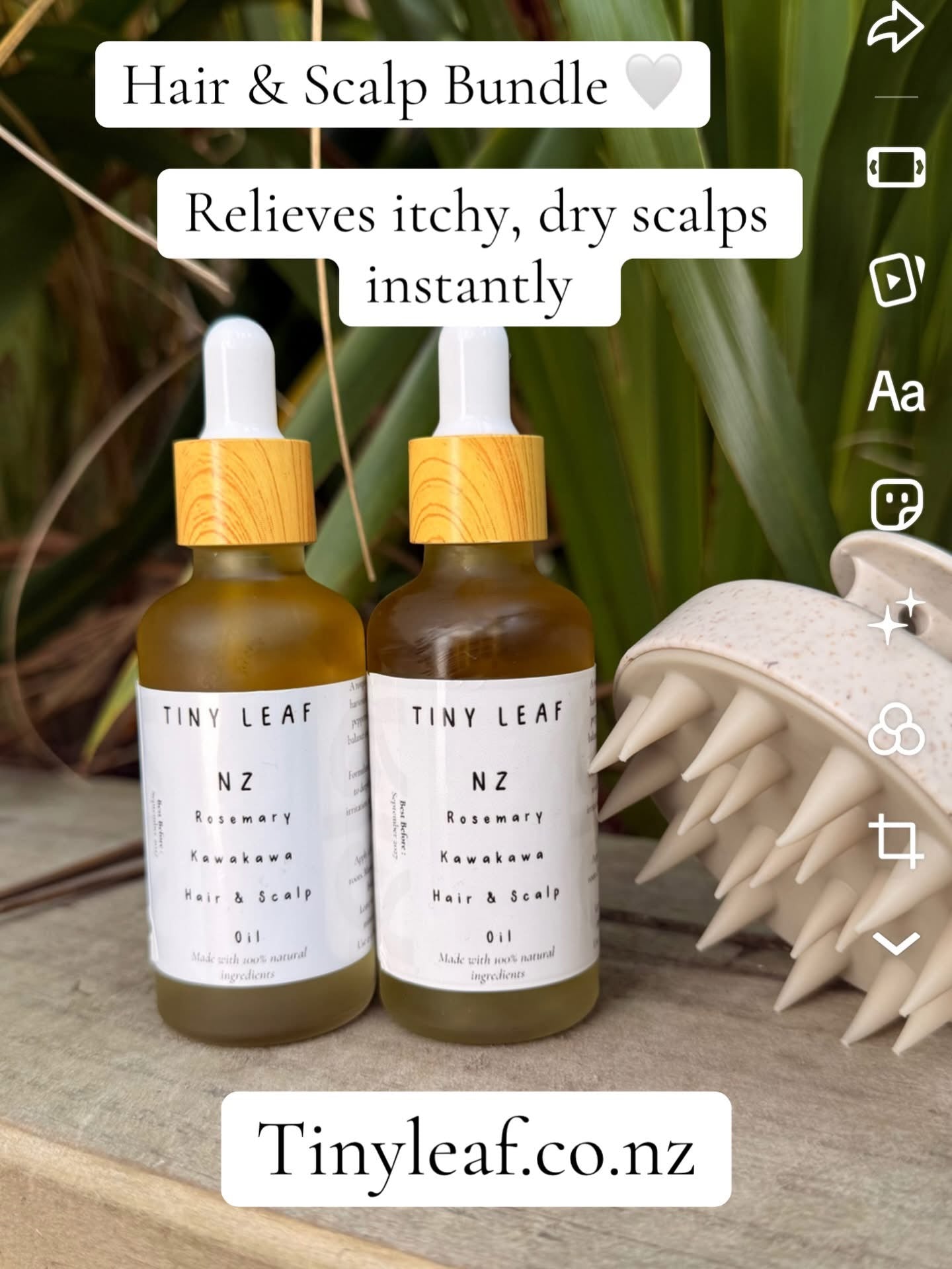 Rosemary & Kawakawa Hair Growth Duo + Scalp Massage Brush | Tiny Leaf NZ