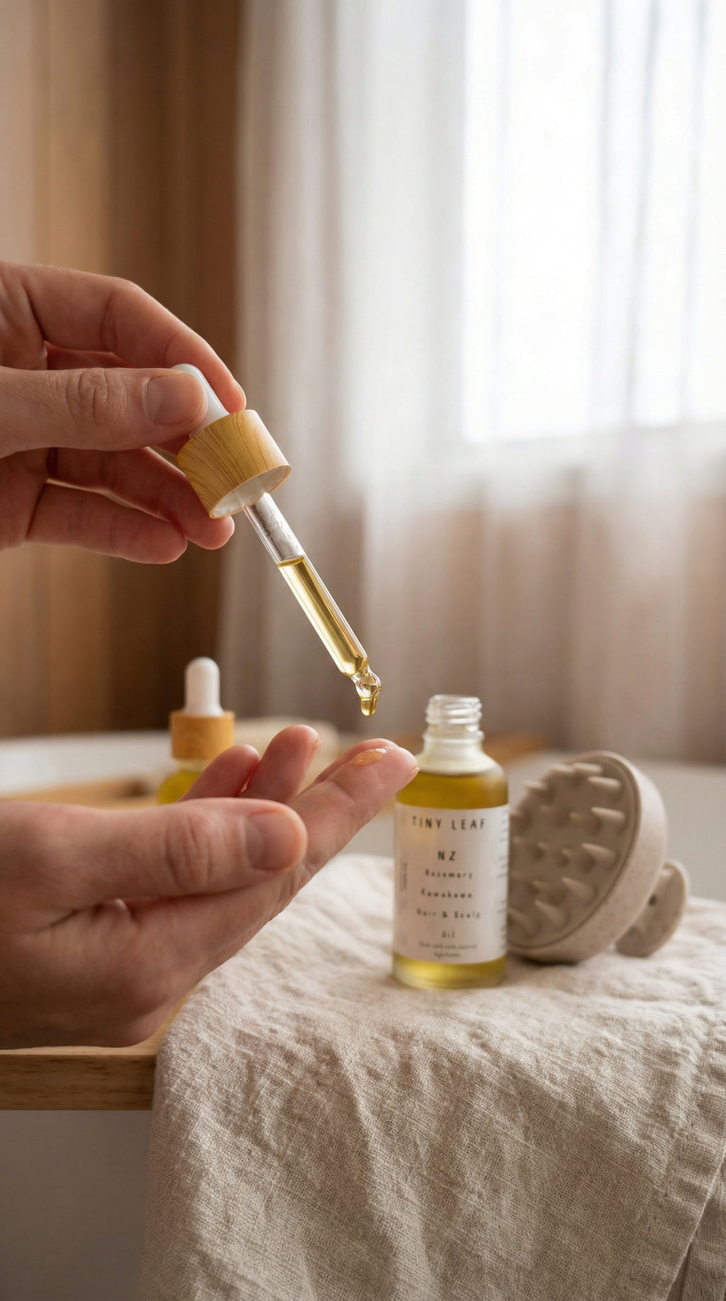 Rosemary Castor & Kawakawa Hair Growth Duo + Scalp Massage Brush | Tiny Leaf NZ