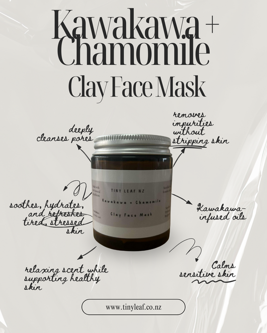 Kawakawa + Chamomile Clay Face Mask – Tiny Leaf NZ Natural Skincare, 100 ml