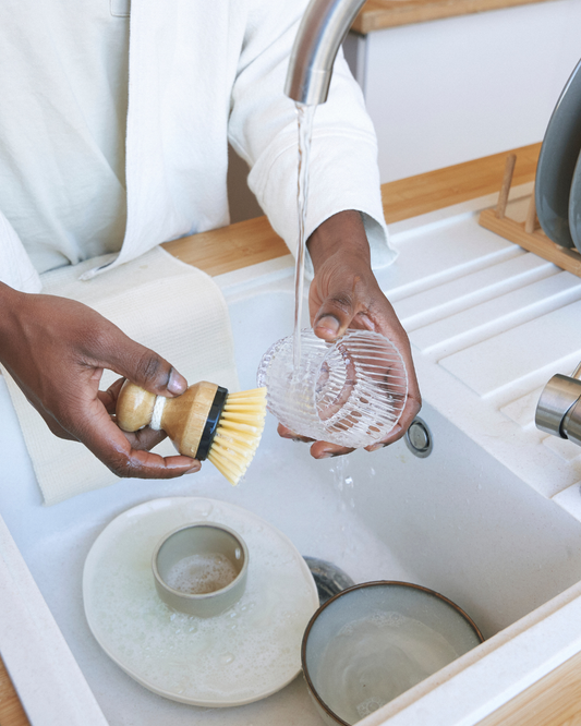 Eco Dishwashing Starter Set | Solid Dish Soap Bar + Wooden Brush