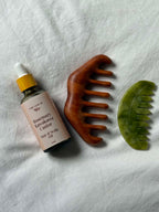 Rosemary, Kawakawa & Castor Hair Oil + Wooden Scalp Comb + Jade Scalp Comb + Reusable Tiny Leaf Bag