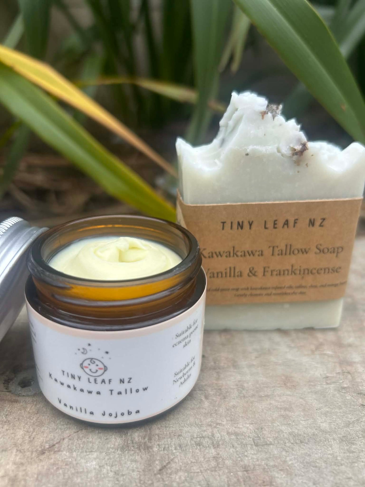 Kawakawa Tallow Skin Bundle – Choose Unscented, Vanilla Jojoba, or Lavender Balm with Cold Pressed Soap